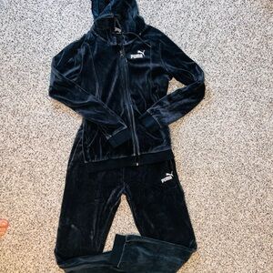Puma Navy Velour Tracksuit